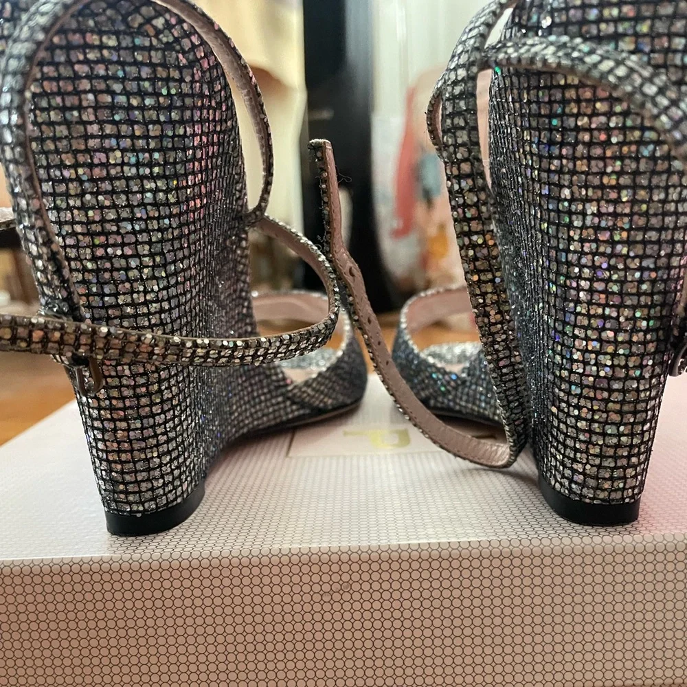 SJP (Sarah Jessica Parker) Glitter Wedge “Boca” Sandals (size 37.5) - Picture 5 of 14